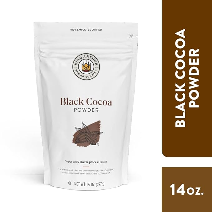 King Arthur Black Cocoa: Dutch Processed Cocoa Powder for Baking - Intense Dark Chocolate Flavor, Unsweetened, Perfect for Cakes, Cookies & Frosting - 14 oz Resealable Bag
