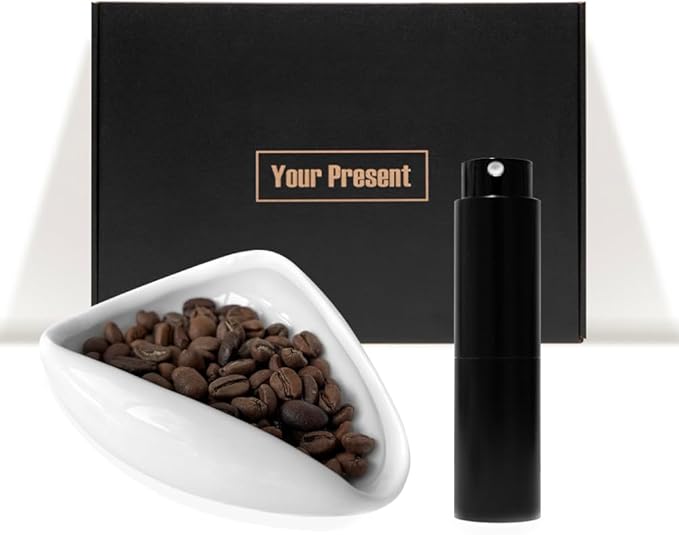 Coffee Bean Dosing Cup and 8ml Spray Bottle Kit For Espresso,Coffee Bar Accessories,Ceramic Single Dosing Tray For Coffee or Tea .Mini Portable Spray For Reducing Coffee Power Static (Black)