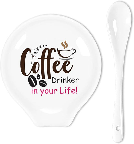 Funny Colourful Coffee Spoon Rest- Ceramic Coffee Spoon Holder-Cafe Station Bar Accessories-Coffee Drinker in Your Life Sign