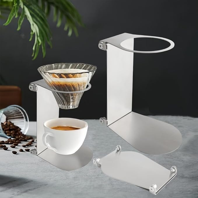Coffee Dripper Stand Station Pour-Over - Foldable Aluminum Coffee Dripper Holder Rack for Home Travel Camping Hiking Pour Over Coffee Portable Espresso Coffee Maker