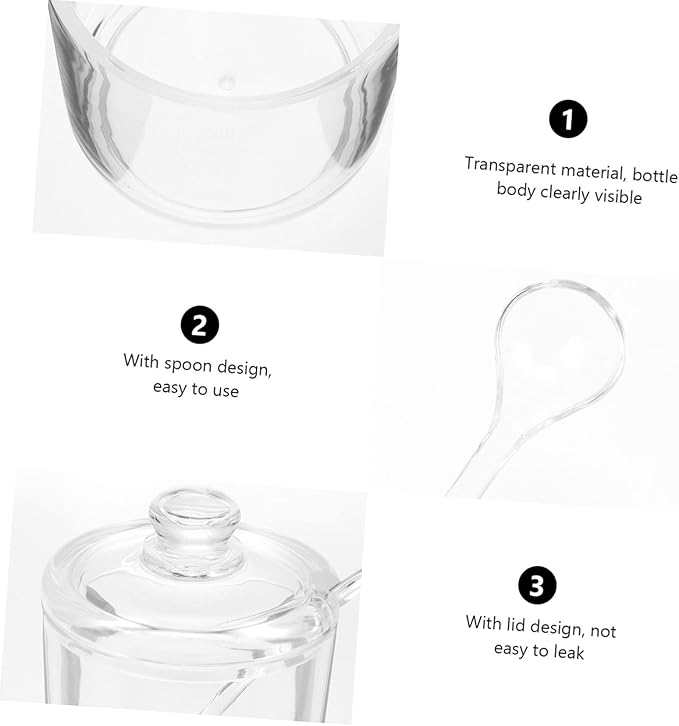 PRETYZOOM Acrylic Clear Sugar Bowl with Lid and Spoon, 330ml Sugar Storage Jar, Coffee Bar Accessories