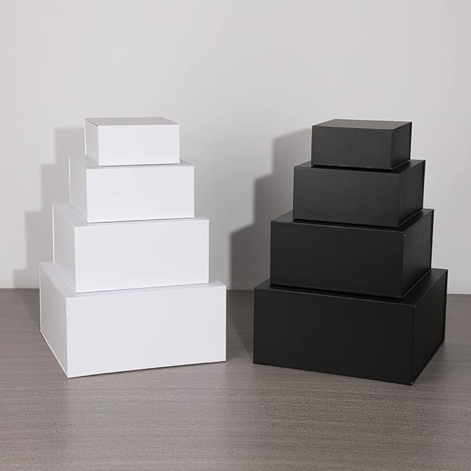 White Gift Boxes 16 Pack,Collapsible Gift Box with Lid Magnetic Closure,Packaging for Small Business, Parties, Boutiques, Bridesmaid Wedding, Jewelry store, Apparel, Retail Bulk 8x8x4 inch
