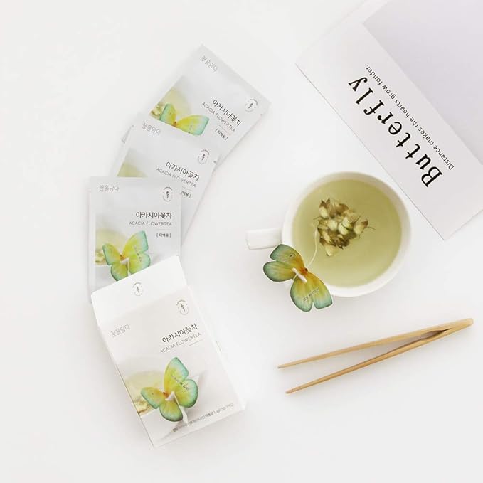 KKOKDAM Korean Tea Gift Set – 6 Flavor Butterfly Tea Bag Sampler – Elegant Box for Tea Lovers - Unique Gift