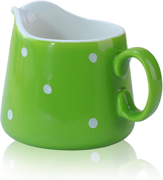 CHOOLD Polka Dot Ceramic Milk and Creamer Jug with Handle, 8.5oz