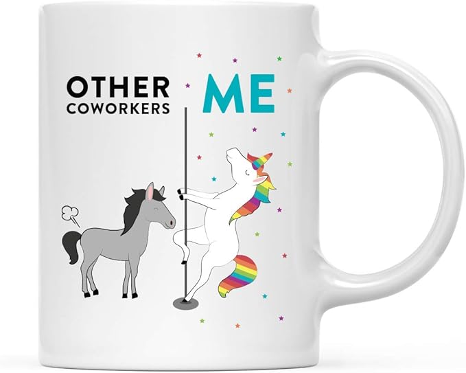 Andaz Press Funny Quirky 11oz. Ceramic Coffee Tea Mug, Other Coworkers Me, Horse Unicorn, 1-Pack, Birthday Ideas for Him Her, Gift Box Included