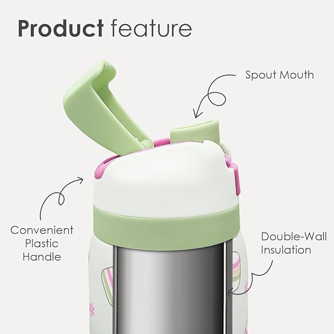 Pickleball Stainless Steel Water Bottle, Vacuum Insulated, Push-Button Lid, 32 oz, Gifts for Women Girls Friends Teens Birthday Christmas