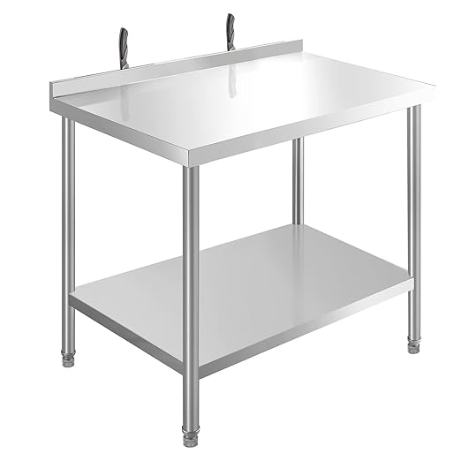Stainless Steel Table Stainless Steel Table for Prep & Work 36 x 24 Inches with Backsplash and Knife Block for Restaurant, Home and Hotel