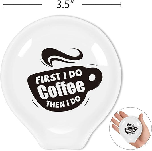 Coffee Spoon Rest Holder,Funny Coffee Bar Station Accessories,Coffee Lovers Gift for Women and Men,First I Do Sign
