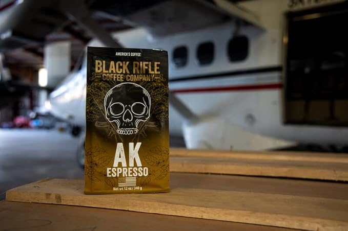 Black Rifle Coffee Company AK Espresso, 12oz Bag, Ground Coffee Medium Roast - Roasted Blend Made from Arabica Beans - Colombian & Brazilian Beans - Veteran Founded & American Made