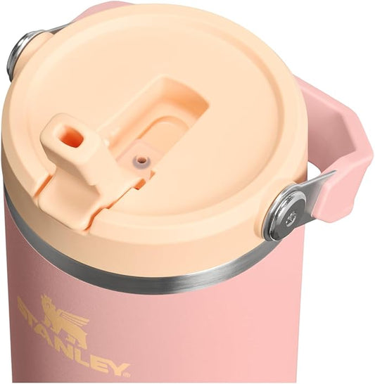 STANLEY IceFlow 2.0 Flip Straw Tumbler with Handle 30 oz | Twist On Lid and Flip Up Straw | Leak Resistant Water Bottle | Insulated Stainless Steel | BPA-Free | Peach Rose