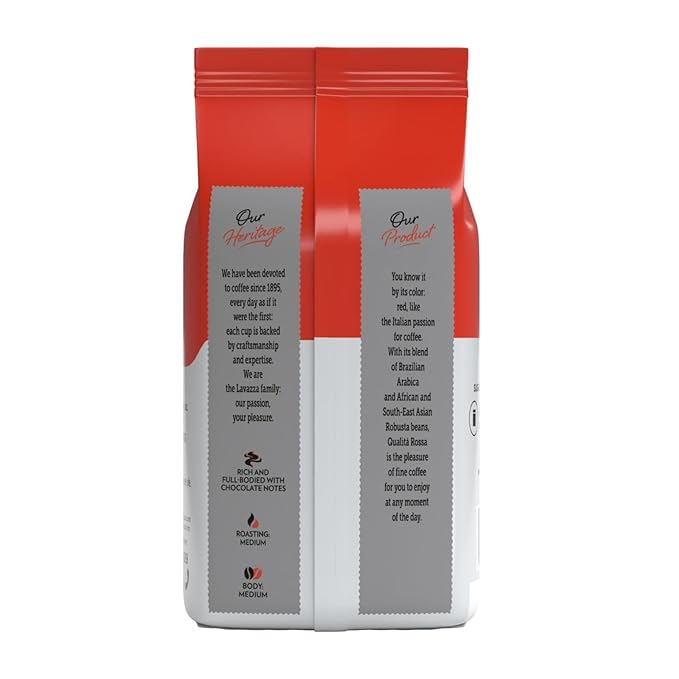 Lavazza Qualità Rossa Whole Bean Coffee, Medium Roast, Arabica and Robusta Blend, 2.2 lb Bag (Pack of 1)