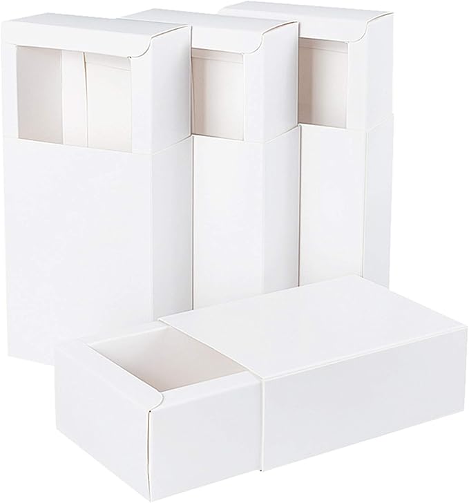 BENECREAT 20 Pack Kraft Paper Drawer Box 4.5x3x1.7" Festival Gift Wrapping Boxes Soap Jewelry Candy Weeding Party Favors Gift Packaging Boxes, White