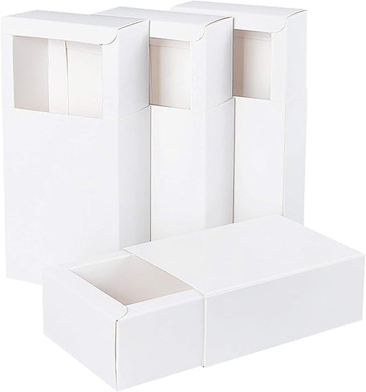 BENECREAT 20 Pack Kraft Paper Drawer Box 4.5x3x1.7" Festival Gift Wrapping Boxes Soap Jewelry Candy Weeding Party Favors Gift Packaging Boxes, White