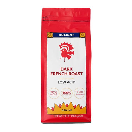 Puroast Low Acid Coffee Ground | French Roast Ground | Dark Roast | High Antioxidants & High pH |No Bitter Aftertaste | Reduced Heartburn & GERD | Suitable for Cold Brew - 2.2 LB