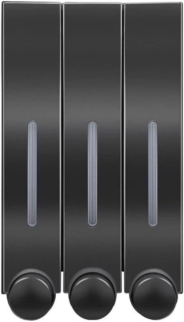 Wall Mounted Dispenser With Multiple Chambers Bathroom Soap Pump Container For Shampoo Shower Gel Conditioner Storage With Large Capacity 400Ml Transparent Window(Black Single)
