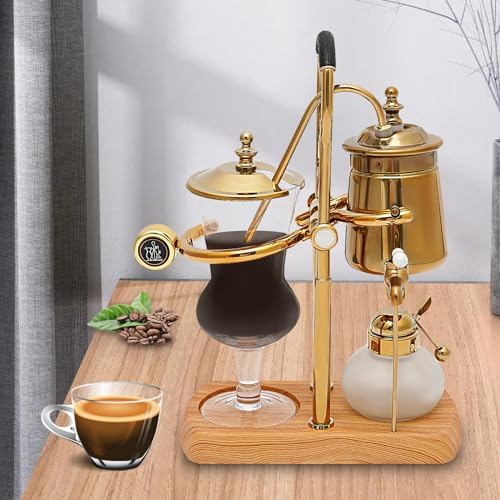 Belgian Luxury Vintage Siphon Coffee Maker - Elegant Retro Design, Royal Family Inspired, Vacuum Brewing System, Copper Balance Brewer for Premium Coffee Experience