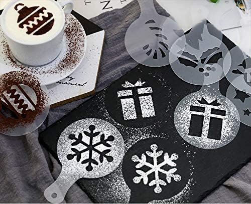 36 Coffee Decorating Stencils + 2 Stainless Steel Mesh Powder Shaker, Magnoloran Foam Latte Art Stencils Barista Templates for Decorating Oatmeal Cupcake Cake Cappuccino Mousse Hot Chocolate