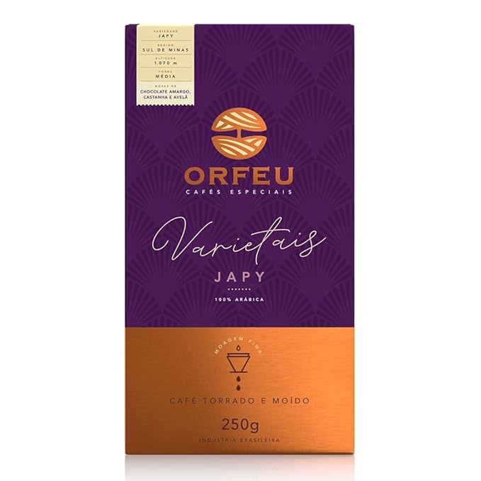 Japy Roasted and Ground Coffee 8.8 oz – Notes of Dark Chocolate, Chestnut and Hazelnut – Striking and Long Finish – Café Orfeu