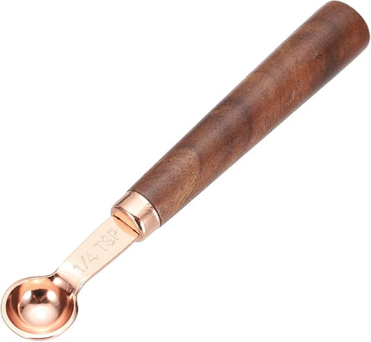 uxcell Measuring Spoon, 1.25ml Stainless Steel Coffee Scoop Spoon with with Wood Handle for Ground Coffee Tea Sugar Cooking Baking, Rose Gold
