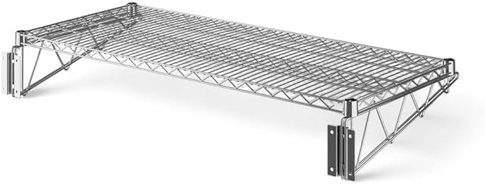 18" x 48" Chrome Wall-Mounted Wire Shelf with Epoxy Coating, Heavy-Duty Steel Storage Rack, NSF Certified, Easy Installation, Open Wire Design for Kitchen, Garage, or Utility Storage