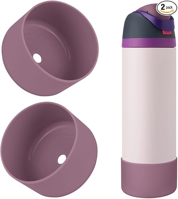 2PCS Silicone Water Bottle Boot, Compatible with Owala 24oz 32oz 40oz, Protective Anti-Scratch & Anti-Dent No Noise Sleeve Cover for FreeSip/Twist/Flip Water Bottles (Mauve, 24oz)