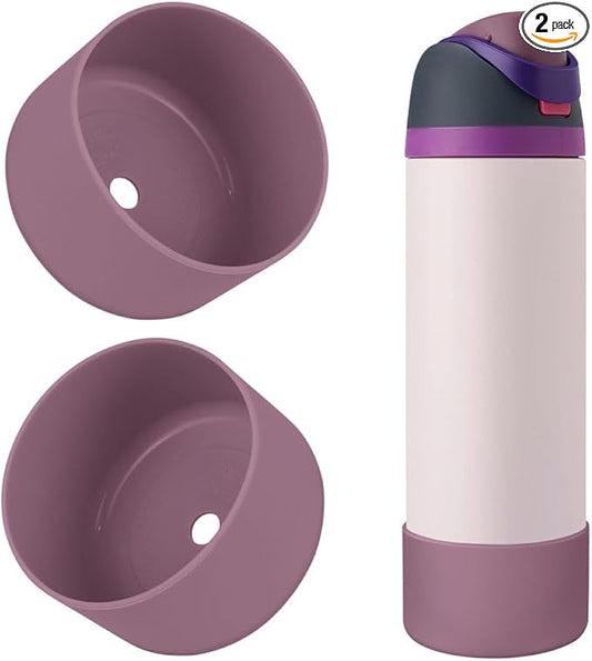 2PCS Silicone Water Bottle Boot, Compatible with Owala 24oz 32oz 40oz, Protective Anti-Scratch & Anti-Dent No Noise Sleeve Cover for FreeSip/Twist/Flip Water Bottles (Mauve, 24oz)