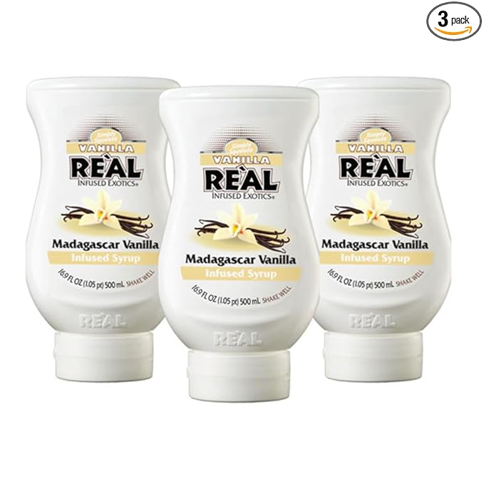 Vanilla Reàl Infused Exotics, Madagascar Vanilla Infused Syrup, 16.9 FL OZ Squeezable Bottle (Pack of 3)