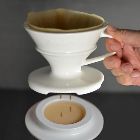 Pour Over Coffee Dripper Set / V60 Size 2 Ceramic Dripper + Drip Tray
