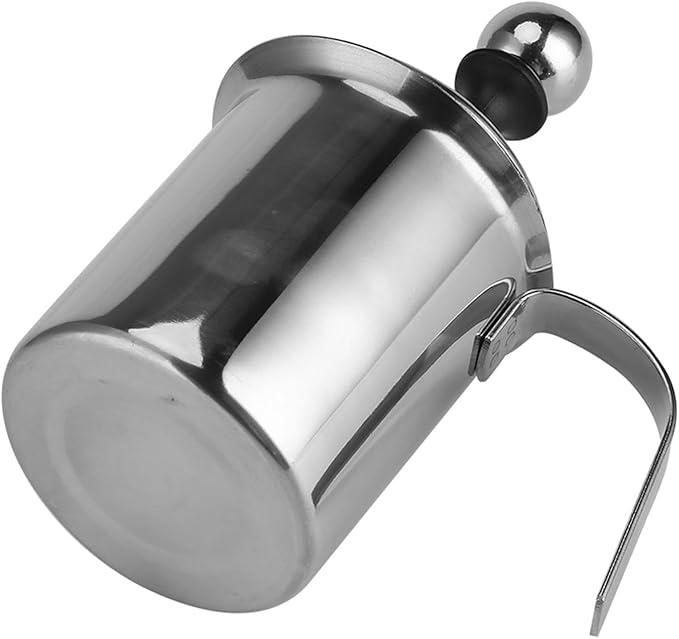 Handheld Milk Frother Pitcher, Manual Milk Fr Stainless Sel Stainless Steel Manual Foamer, Milk Fr Manual For Milk Coffee Milk Creamer Frother Cappuccino Coffee Foam Pitcher With Handle And Lid For