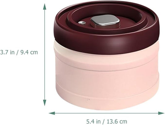ARTIBETTER Vacuum Grain Canister 750Ml Sealed Spice Container with Press-Lid, Airtight Beans Storage Jar for Home Kitchen Food Organization, Pink