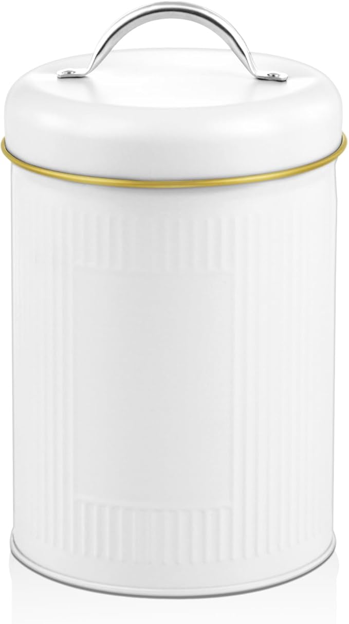 Farmhouse Coffee Canister Storage Container, 42 Oz Vintage Coffee Bean Airtight Jar with Lids, Food Tins with 12 Label Stickers, Kitchen Counter Pantry Organization for Candy Sugar Cookie Tea