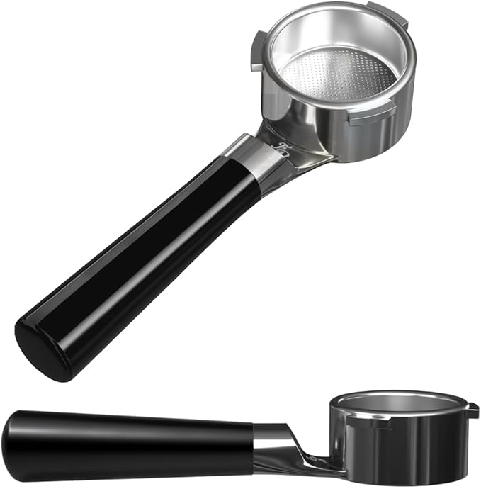 For Days 54mm Flat Base Bottomless Naked Portafilter Intended for Breville Espresso Machines, Includes Filter Basket, Wood Handle, Plastic Handle, Stainless Steel (Black Handle - Original)