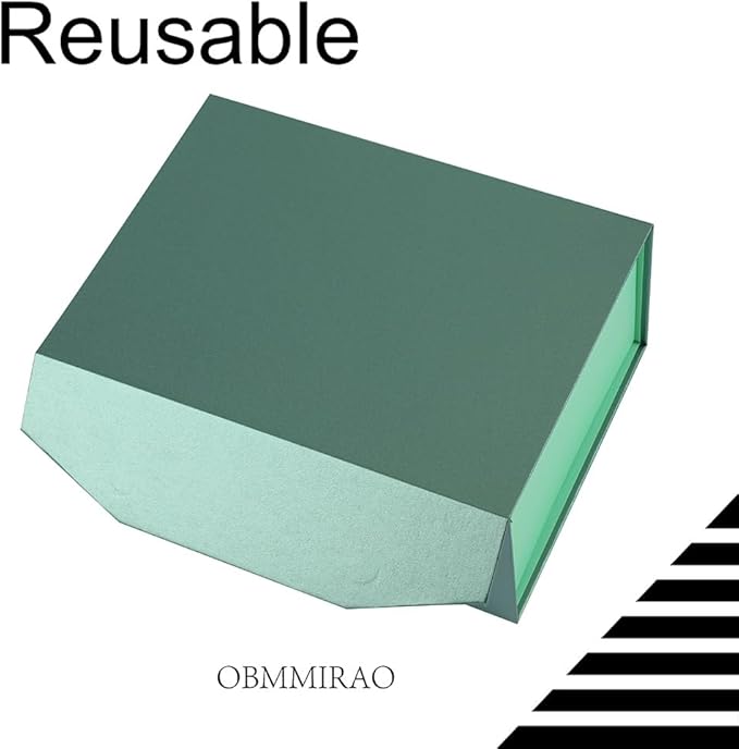Upgrade 1PCS Green Gift Box 9.5x7x4 Inches, Sturdy Gift Box with Lid for Gift Packaging, Foldable Magnetic Closure Storage Boxes, Bridesmaid Proposal Box, Rectangle Collapsible Box