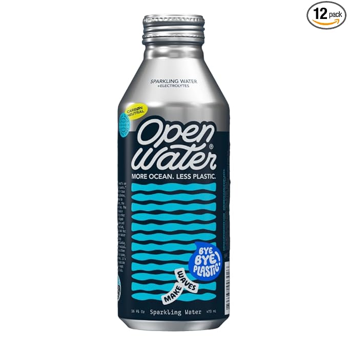 Open Water Sparkling Bottled Water with Electrolytes in 16-oz Aluminum Bottles (1 Cases, 12 bottles - Sparkling) | BPA-free and Eco friendly