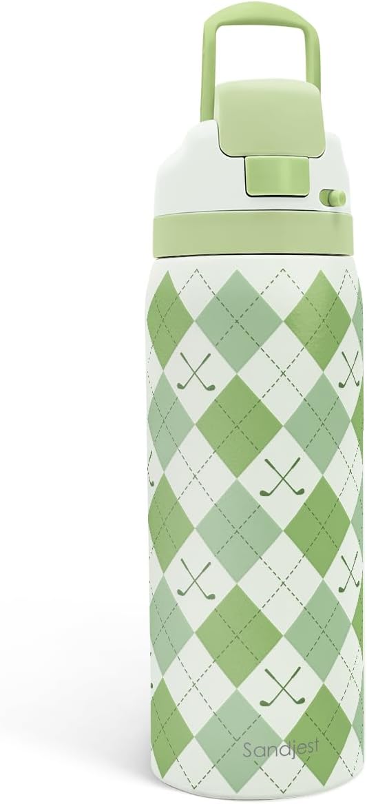 Golf Insulated Stainless Steel Water Bottle with Straw for Sports and Travel, Preppy Style, 32oz, Gifts for Golf Lover Women Girls Friends Teens Birthday Christmas