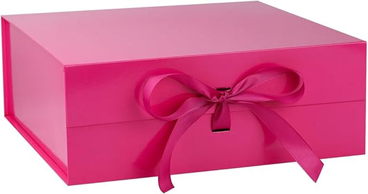 OEMVALATY Bright Pink Gift Box,18x18x6 Inches Gift Boxes with Lids for Presents with Magnetic Closure and Ribbon for Wedding,Storage,Birthday
