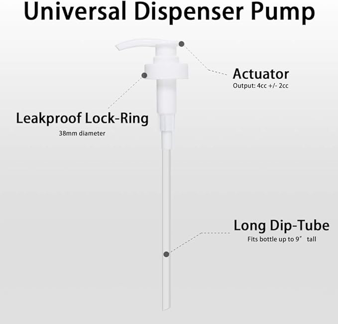 Gallon Pump Dispenser, Fits Most 1 Gallon Jugs and Containers 38/400 Pump Lid Top Replacement for Sanitizer, Lotion, Shampoo, Conditioner (6 Pack)