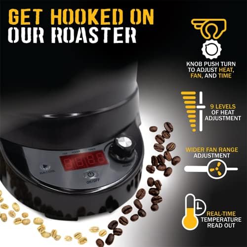 Fresh Roast Coffee Roaster Bundle, SR540, Glass Extension Tube, Coffee Bean Cooler, (2 Lbs) Sample Packs of Green Beans, (2-pack) Sample trays, Chaff Brush
