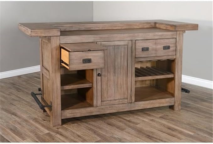 Home Bar and Swivel Bar Stools in Taupe Brown 3 Piece Set