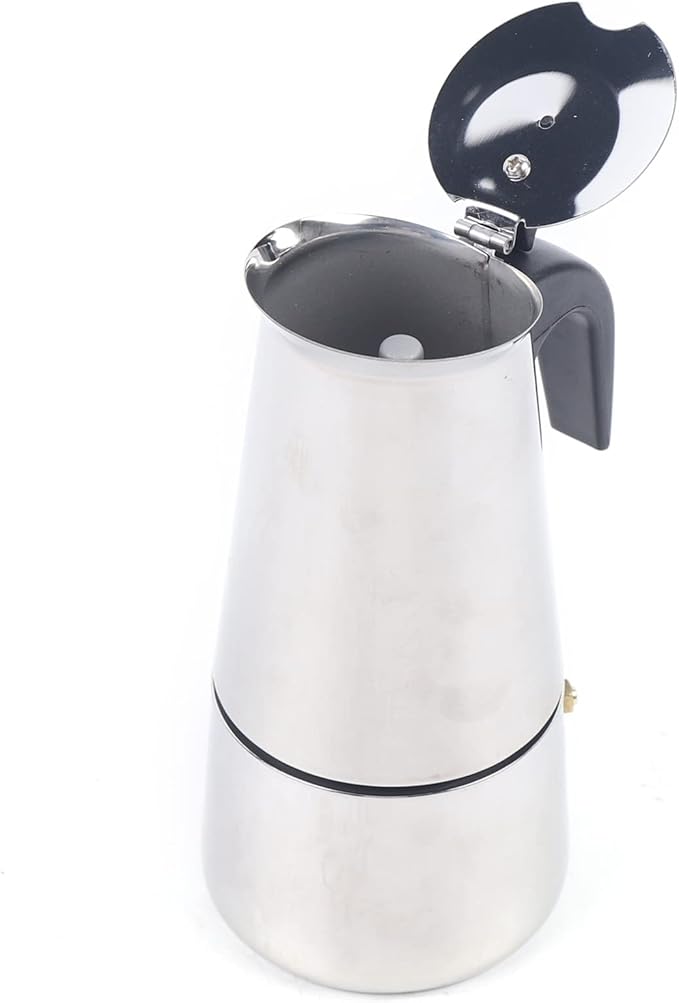 Stovetop Espresso Maker, Stainless Steel Moka Pot Coffee Pot Mocha Greca Machine Maker Multifunctional Moka Pot for Home and Camping (6 Cup)