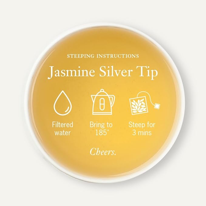 Steven Smith Teamaker Jasmine Silver Tip No. 96 Green Tea with Jasmine Blossoms, Caffeinated, Sugar-Free, Sustainably Grown, Full Leaf, Plant Based Green Tea Bags, 36 Sachets, 1.3oz each