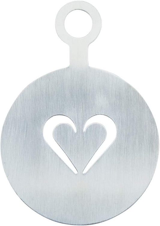 Restaurantware-Restpresso 4.75 Inch Latte Stencil, 1 Heart Coffee Stencil - Coffee Art Template, Decorate Cupcakes, Cakes, or Cookies, Stainless Steel Cappuccino Template, Heat-Resistant