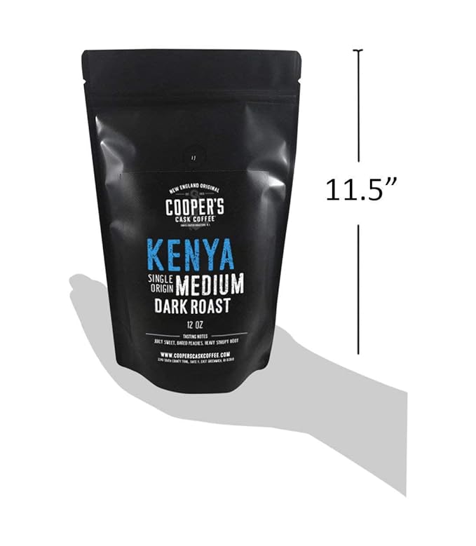 Kenya AA Medium-Dark Roast Coffee Beans, Single Origin Ground Coffee - 12 oz Bag