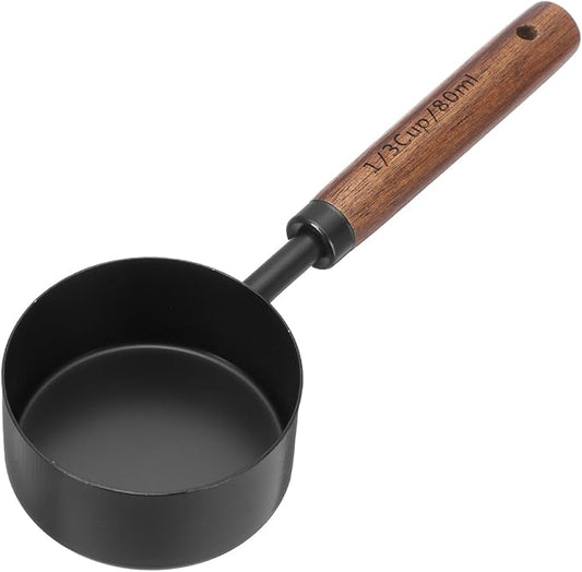 uxcell Measuring Spoon, 80ml Stainless Steel Coffee Scoop Spoon with with Wood Handle for Ground Coffee Tea Sugar Cooking Baking, Black