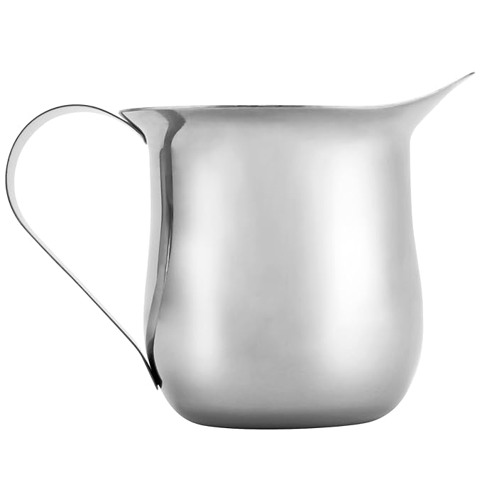 KEILEOHO 16 Pieces 3oz Mini Stainless Steel Pitcher, Stainless Steel Bell Creamer, Bell Shaped Creamer with Handle, Small Metal Pitcher for Serving Cream, Milk, Coffee