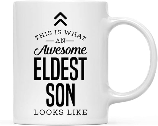 Andaz Press 11oz. Ceramic Coffee Tea Mug Thank You Gift, This is What an Awesome Eldest Son Looks Like, 1-Pack, Birthday Christmas Gift Ideas Coworker Him Her, Includes Gift Box