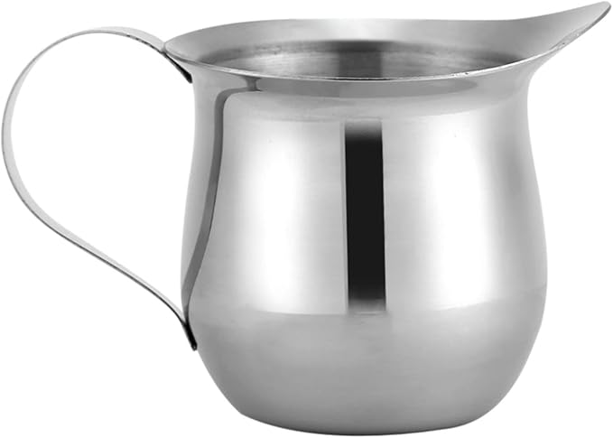 Joyzan Stainless Steel Bell Creamer, Espresso Shot Frothing Pitcher Cup Handle 3oz Serving Cream Pouring Spout Jug Coffee Latte Tea Milk Jam Maple Syrup Sauce Salad Dressing Restaurant Kitchen Art