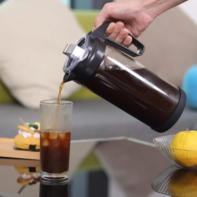 wedrink 1.3L/44OZ Cold Brew Coffee Maker Borosilicate Glass Pitcher for Iced Coffee and Tea Leak Proof Tritan Lid