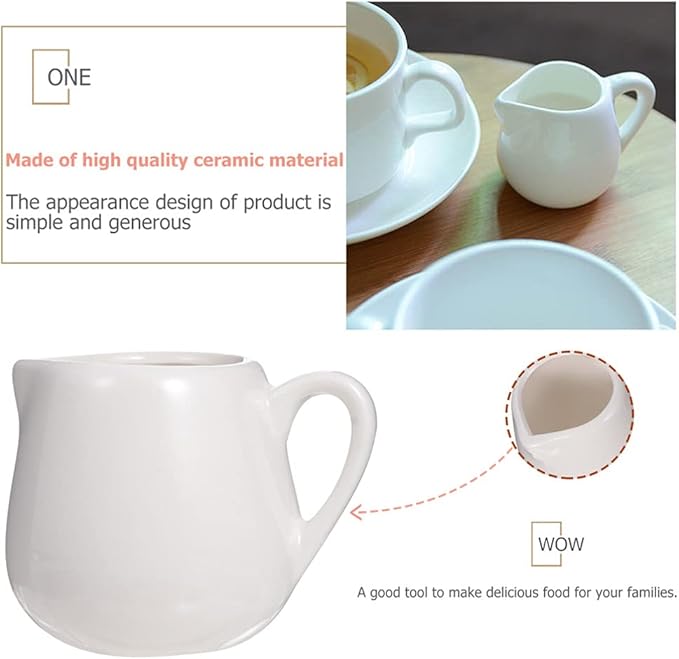 YARNOW Mini Ceramic Creamer Jug with Handle 1.6 Oz Porcelain Milk Pitcher for Coffee Tea Cream Sauce Serving Small Stoneware Milk Cup