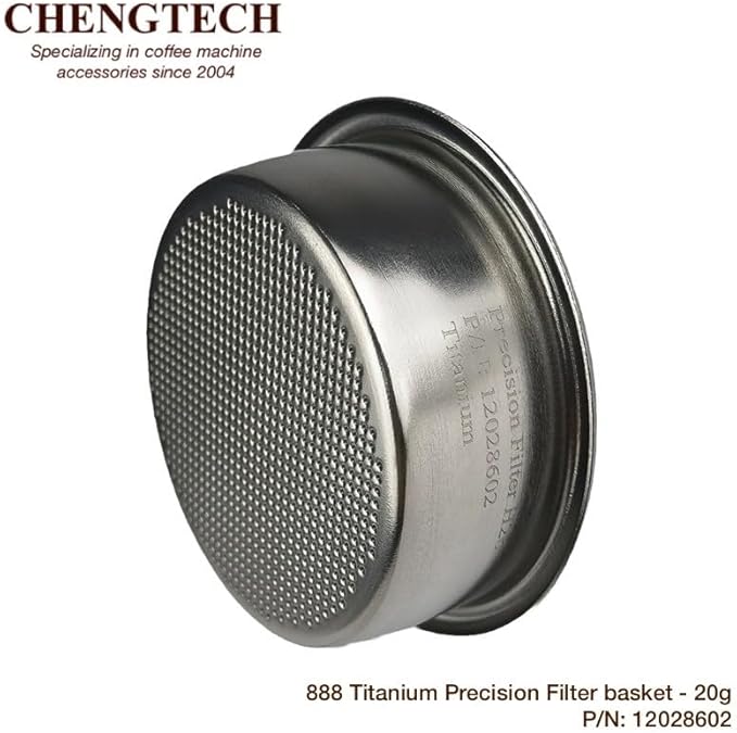 58mm 20g 888Ti Titanium Espresso Filter Basket – Precision 888 Holes, Straight-Walled Flat Bottom, Ridgeless for High Dose Extraction